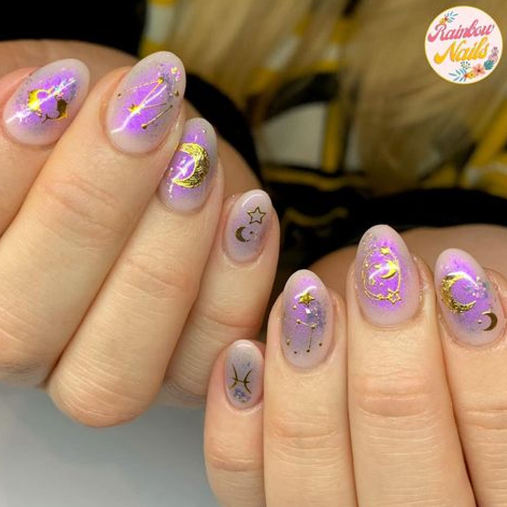 Galaxy Lavender Nails