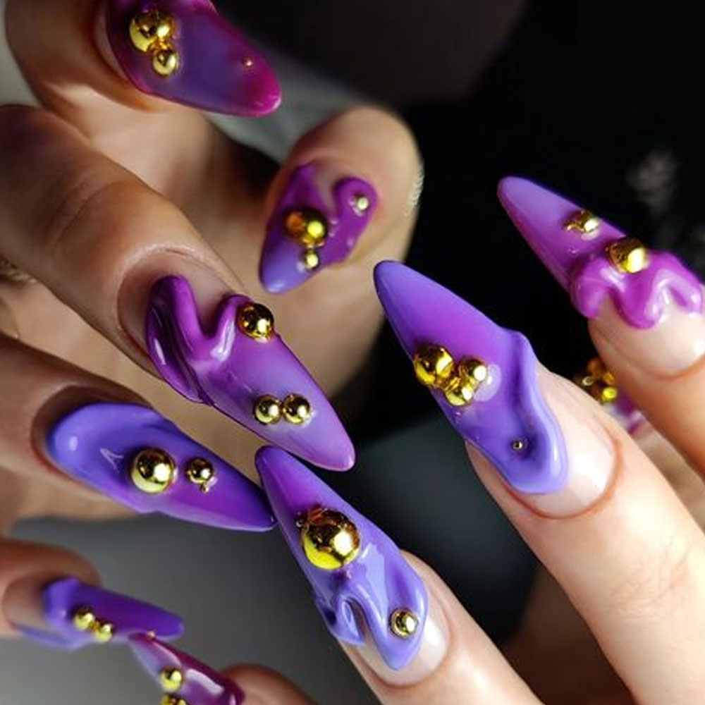 Textured Lavender Nails Art