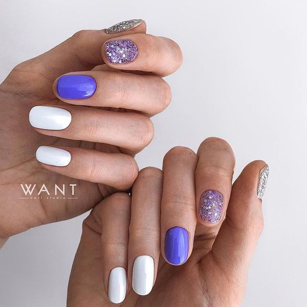 Lavender and White Nails