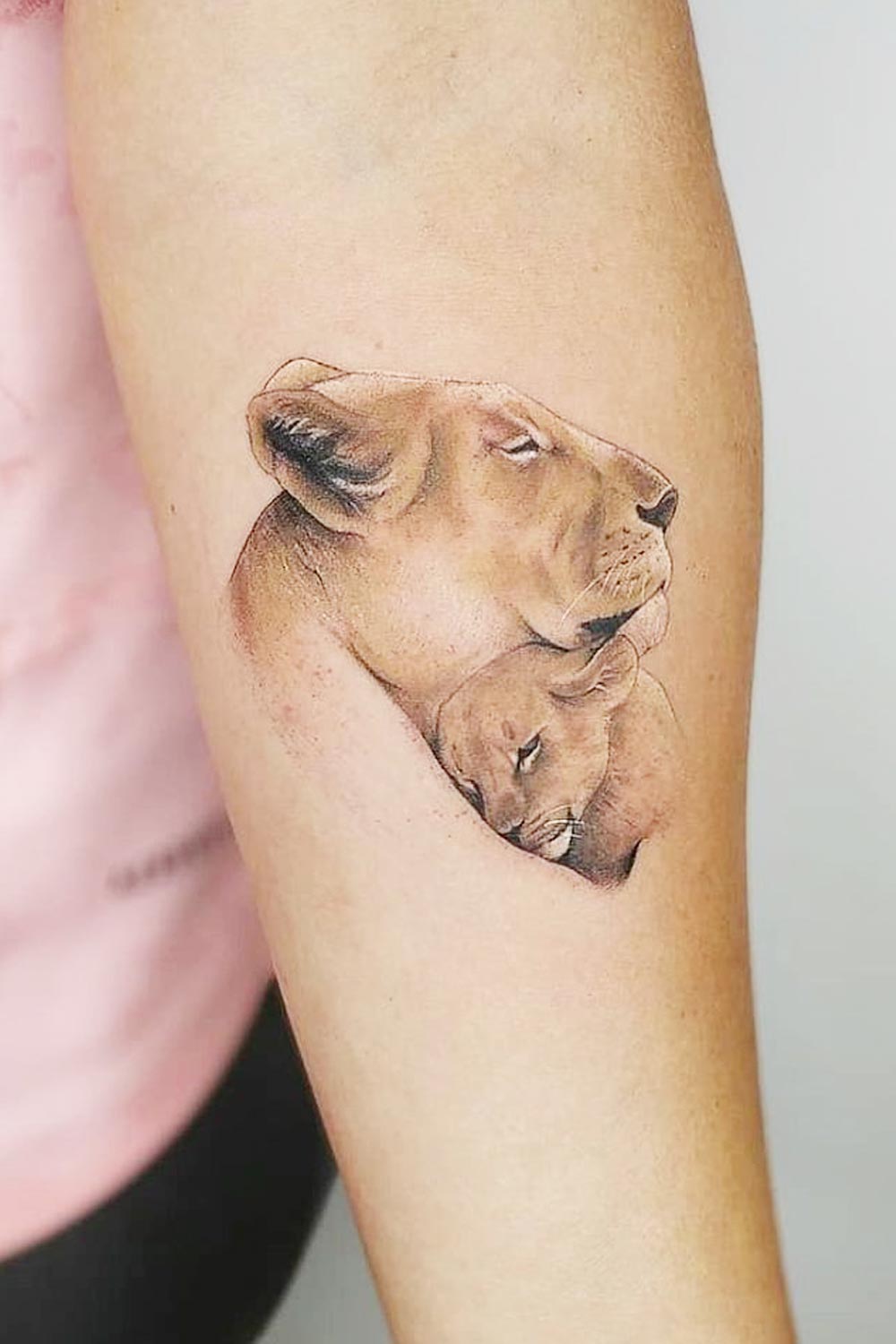 Tattoo uploaded by Stefan Hatchikian • Lioness lion cub tattoo • Tattoodo