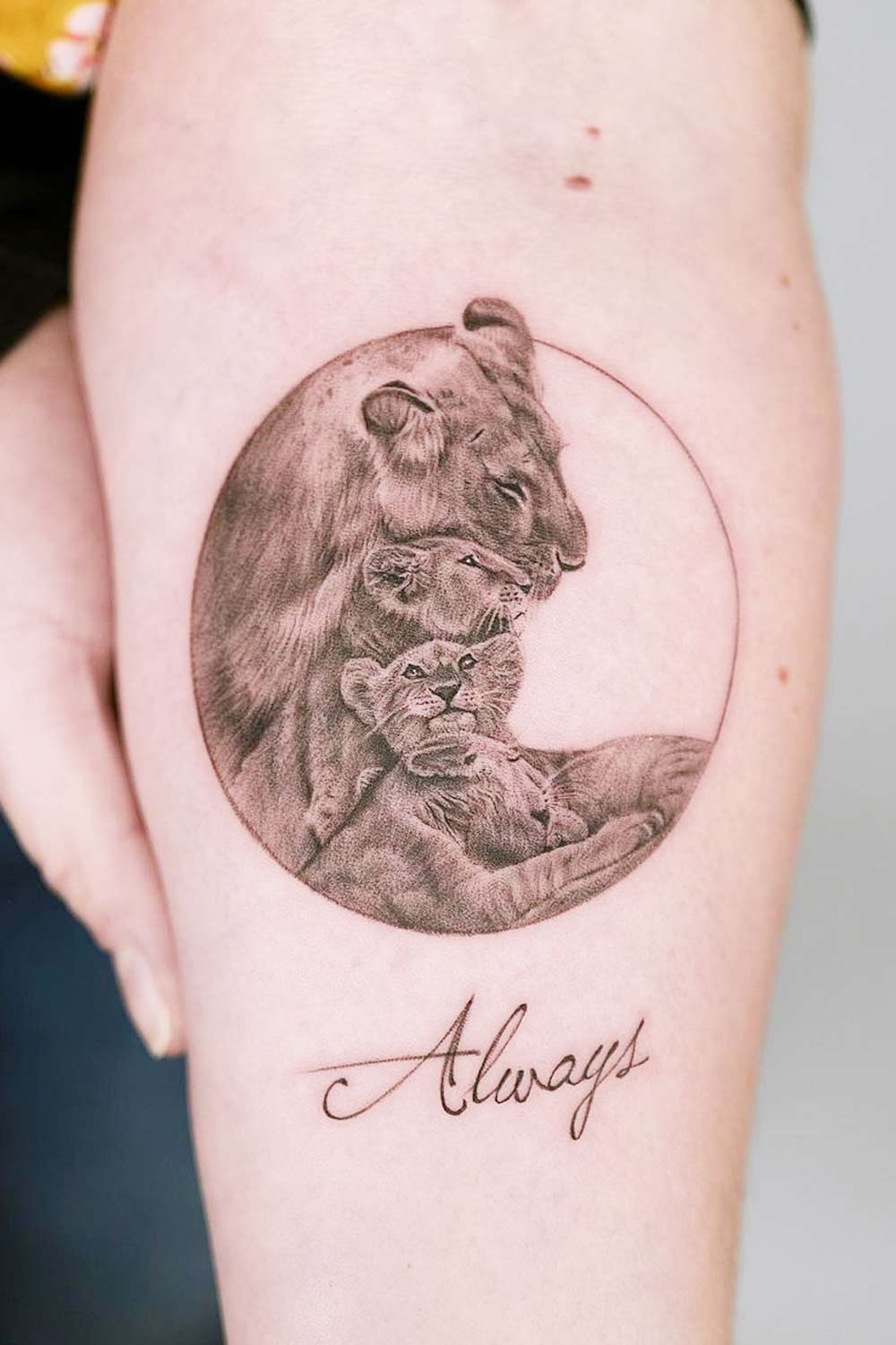 Lioness with Cubs Love Tattoo