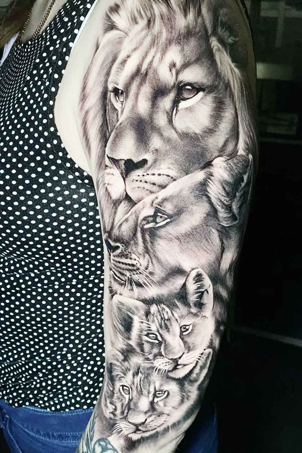 Lion Family Tattoo Sleeve