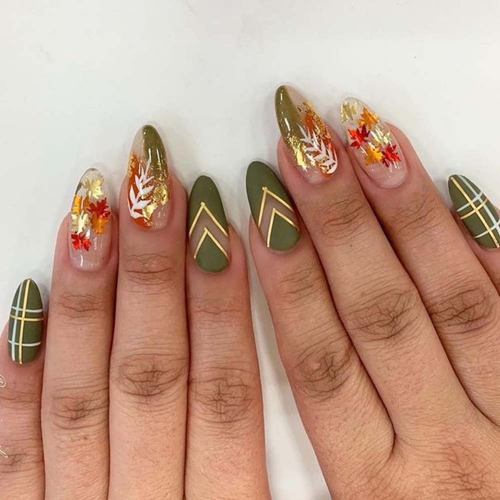 Fall Nails with Leaves