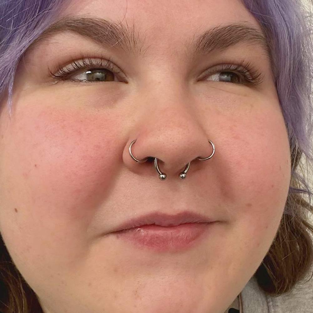 Nostril Hoops with Septum Piercing