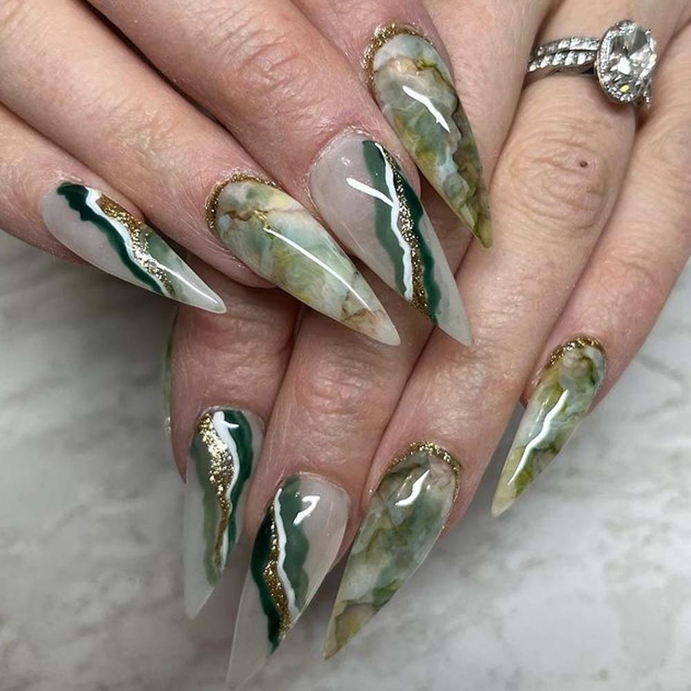 Green Quartz Nail Designs