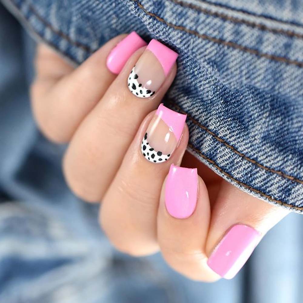 Pink Nail Designs With Animal Print