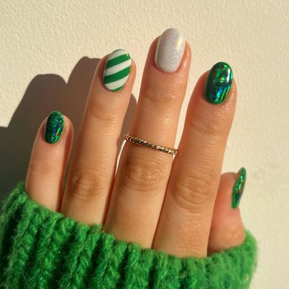 Winter Nail Designs in Green
