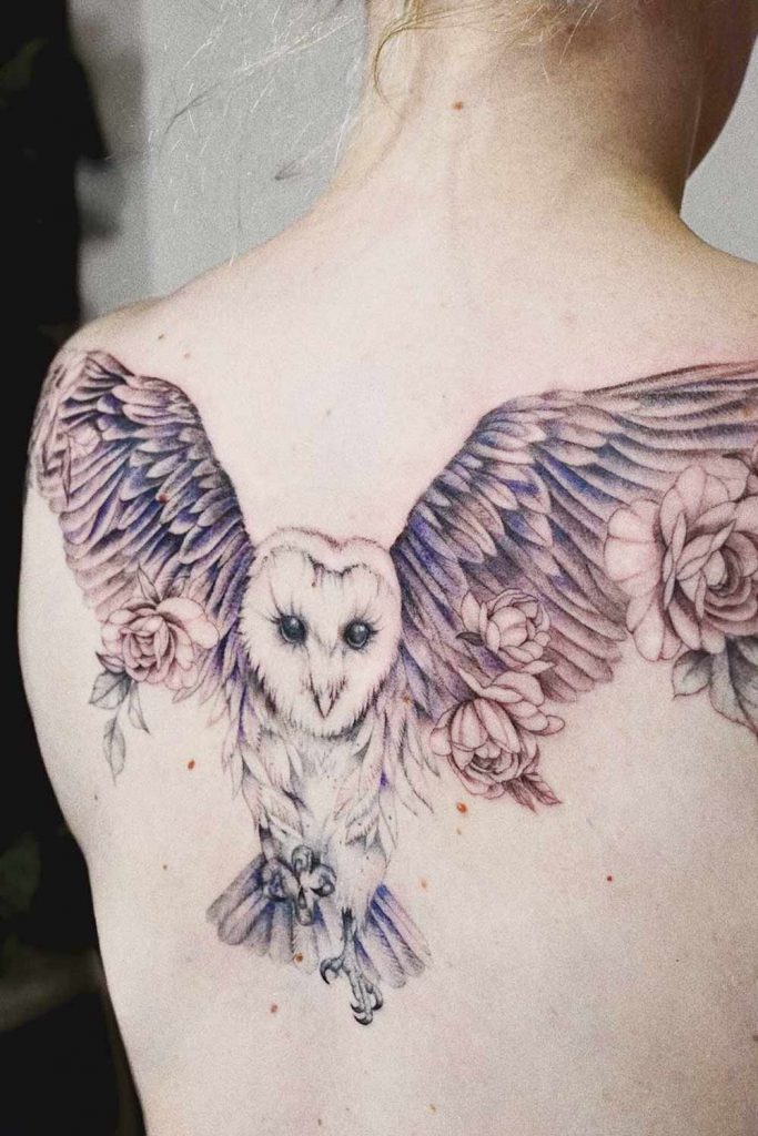 Owl Tattoo on a Back