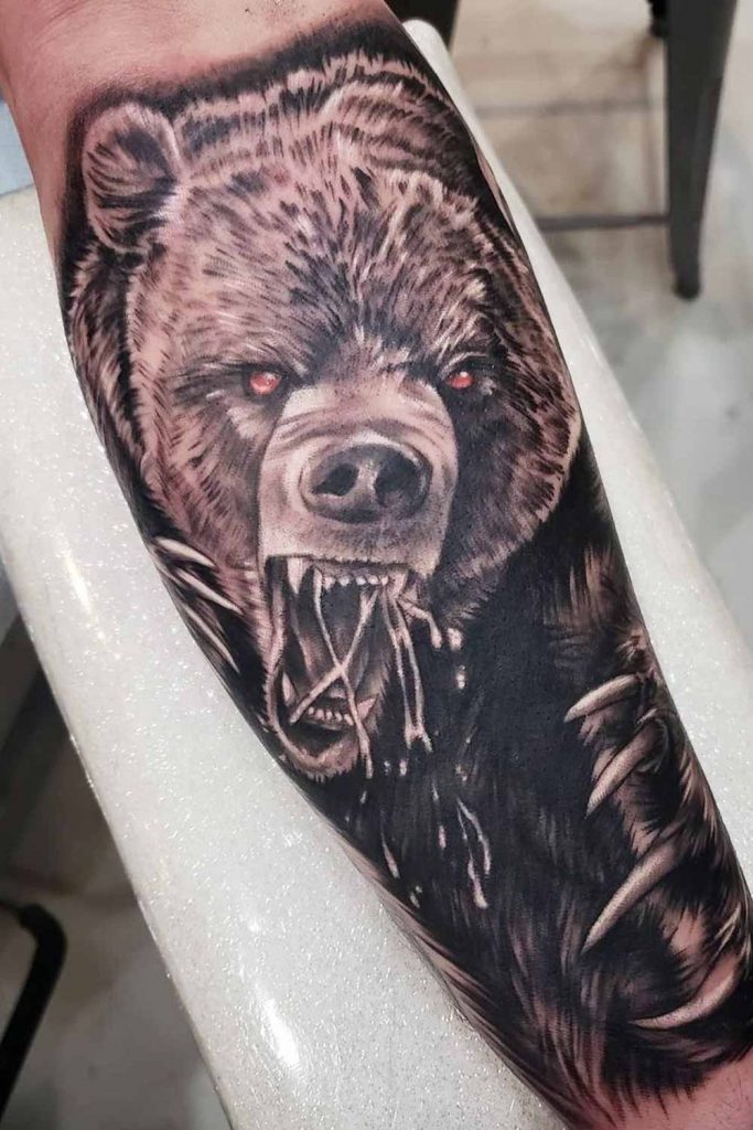 Realistic Bear Tattoo