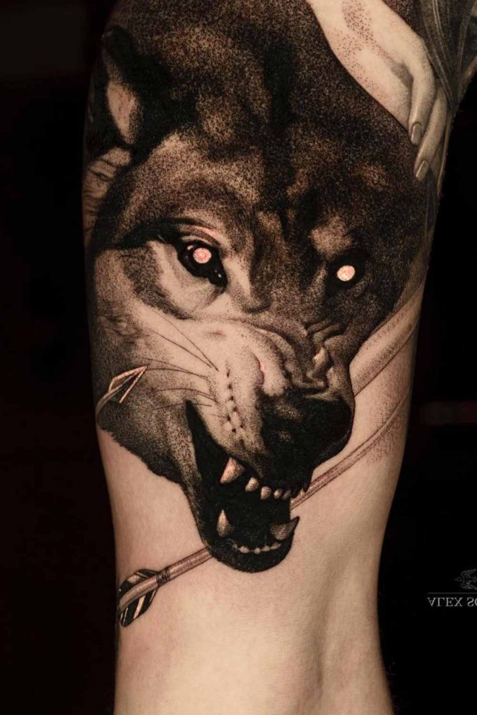 Dotwork Wolf Tattoo for Men