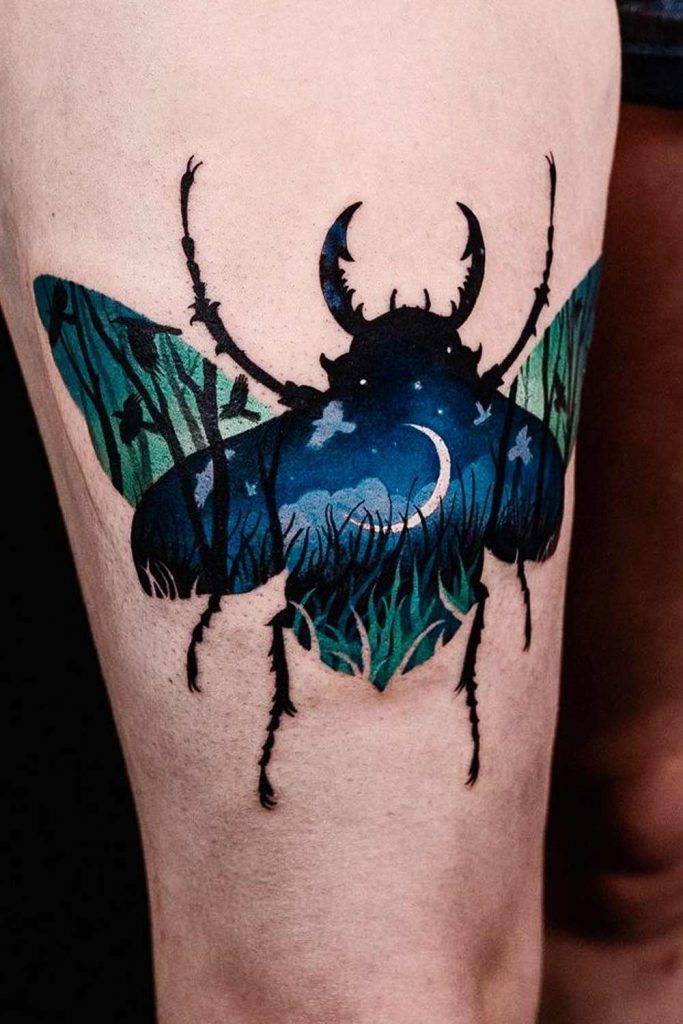 Bug with Moon Tattoo
