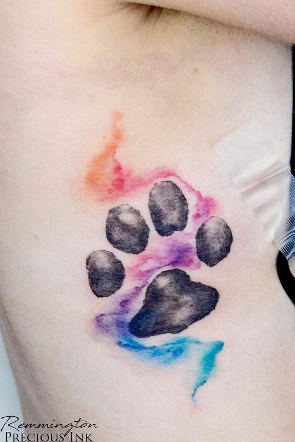 Watercolor Dog Paw Tattoo