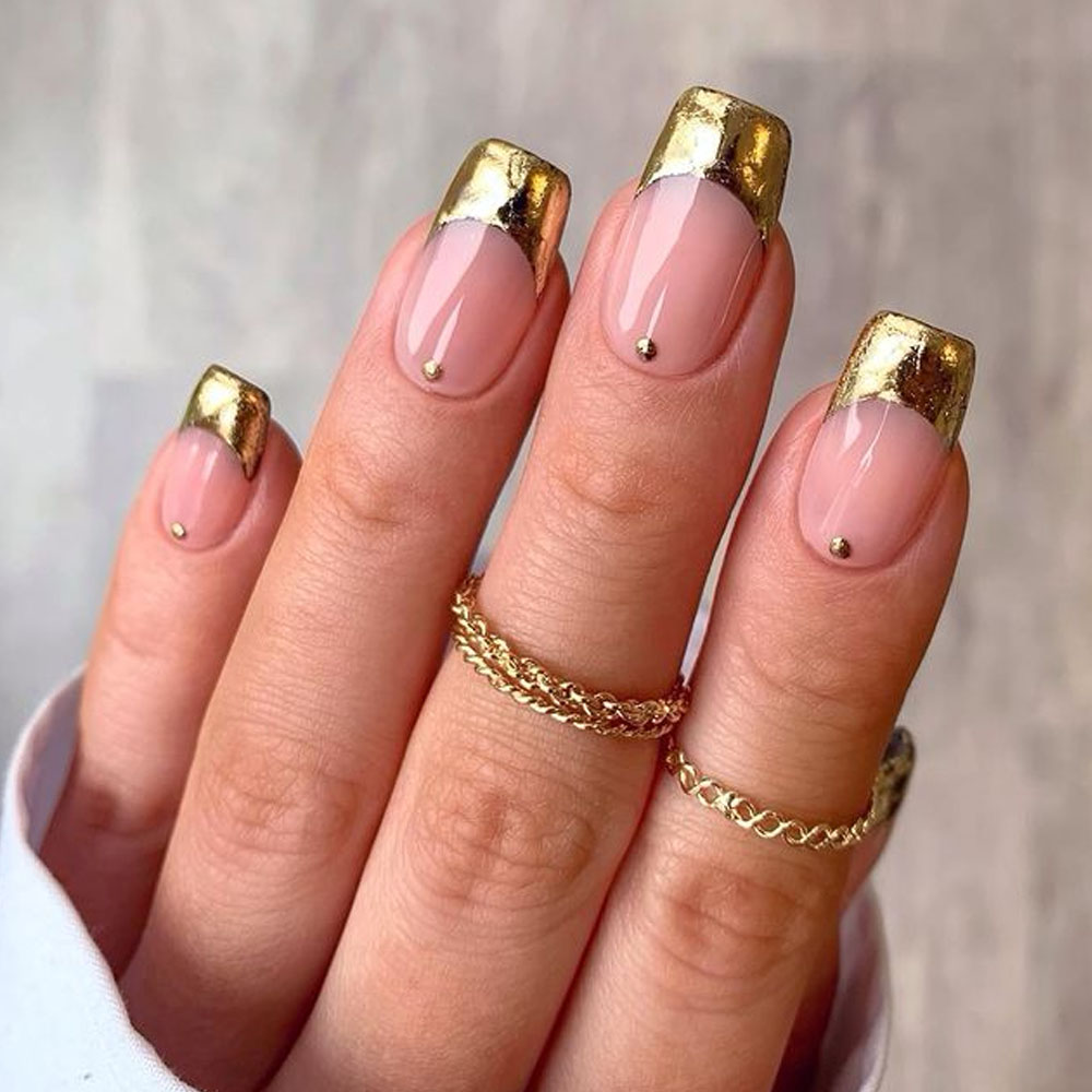 Gold French Holiday Nails