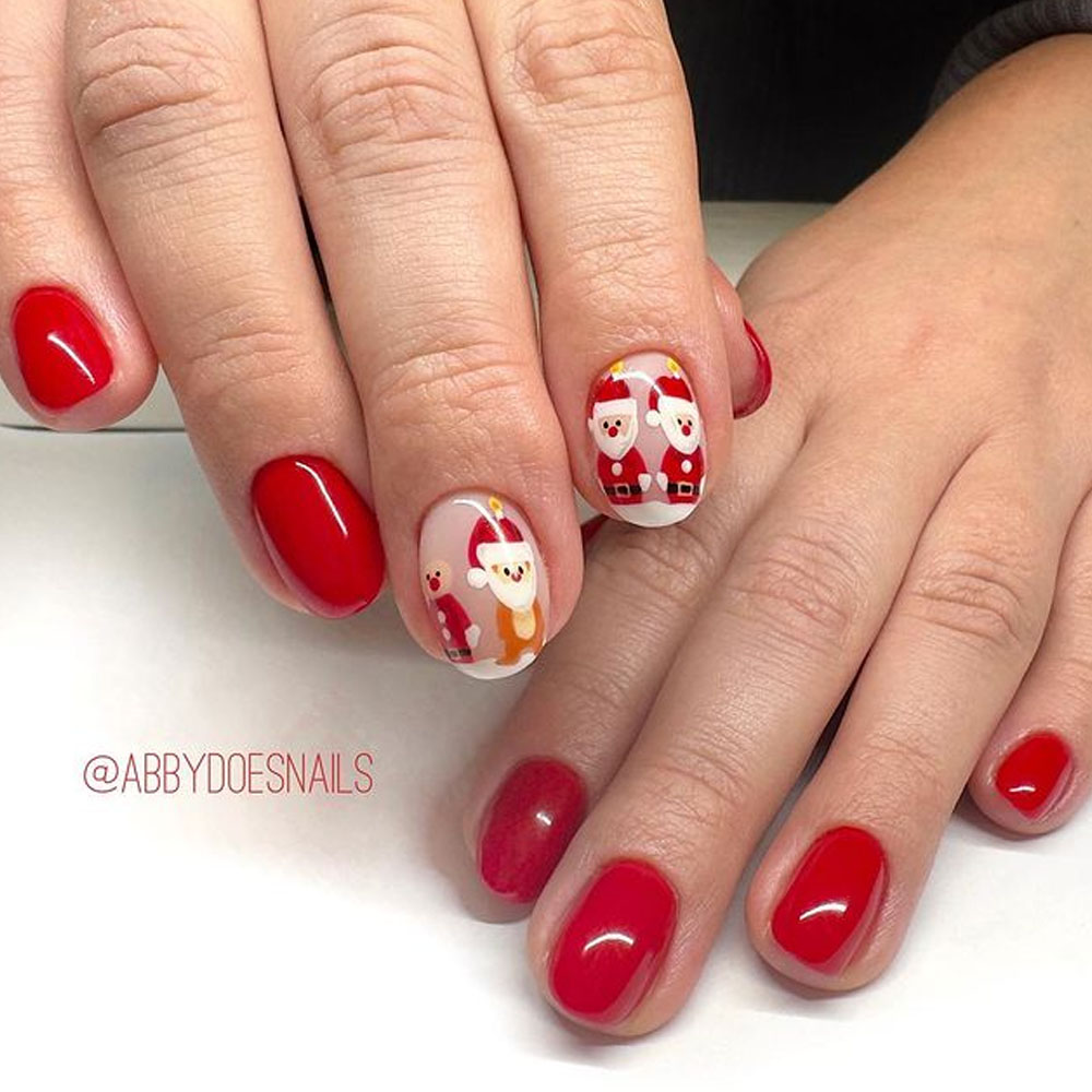 Classic Red and White Holiday Nails