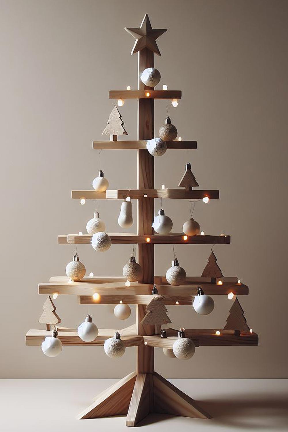 Wooden Christmas Tree with Decorations