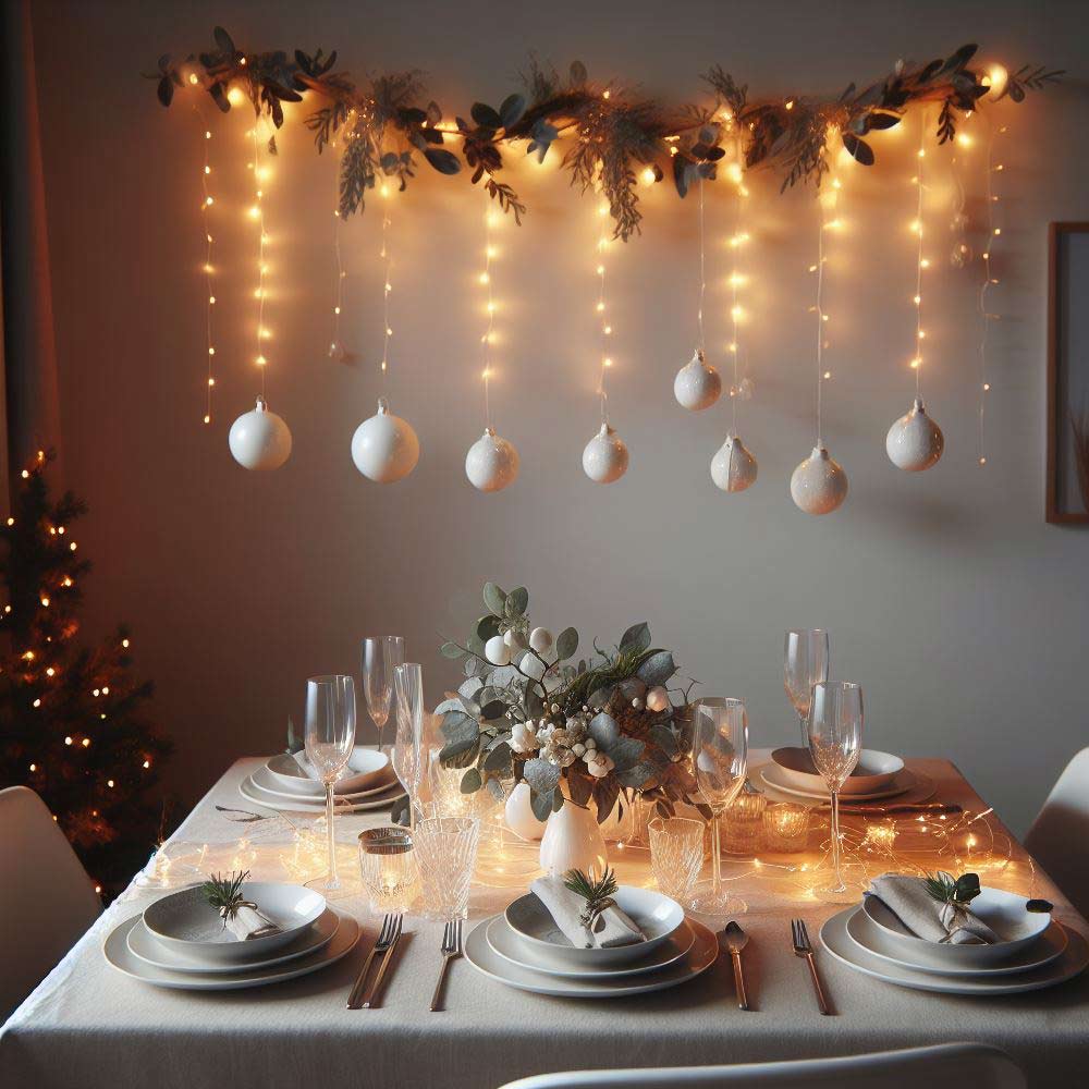 Christmas Dinner Table Decor with Led Lights
