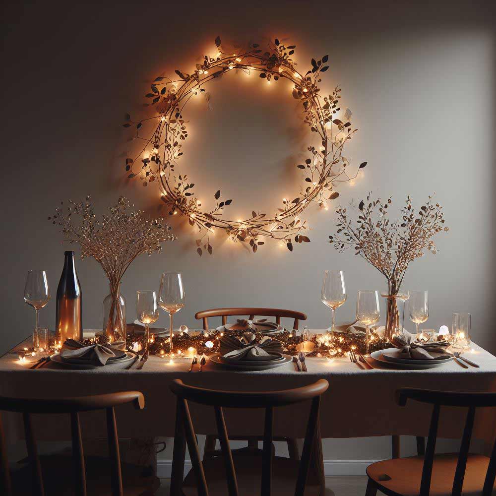 Led Lights Wreath Table Decor