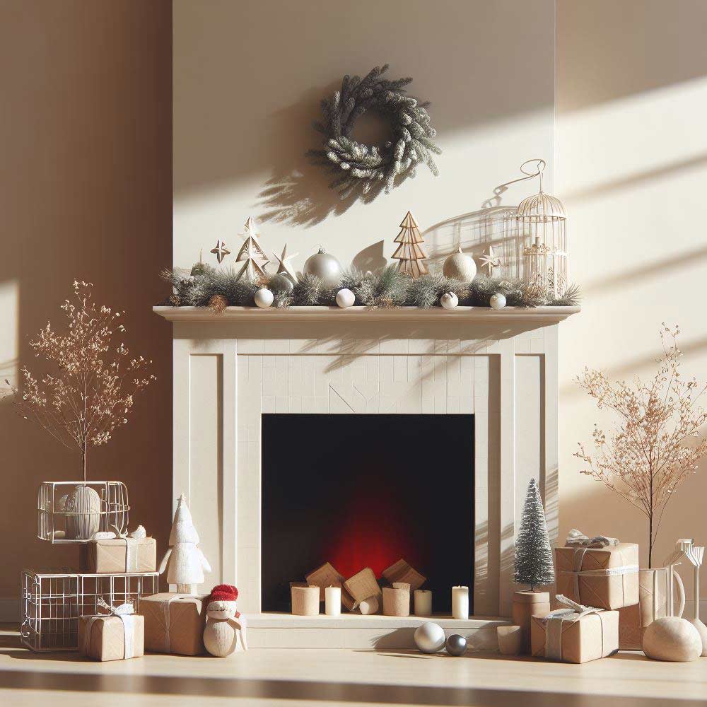 Minimalist Christmas Fireplace Decor