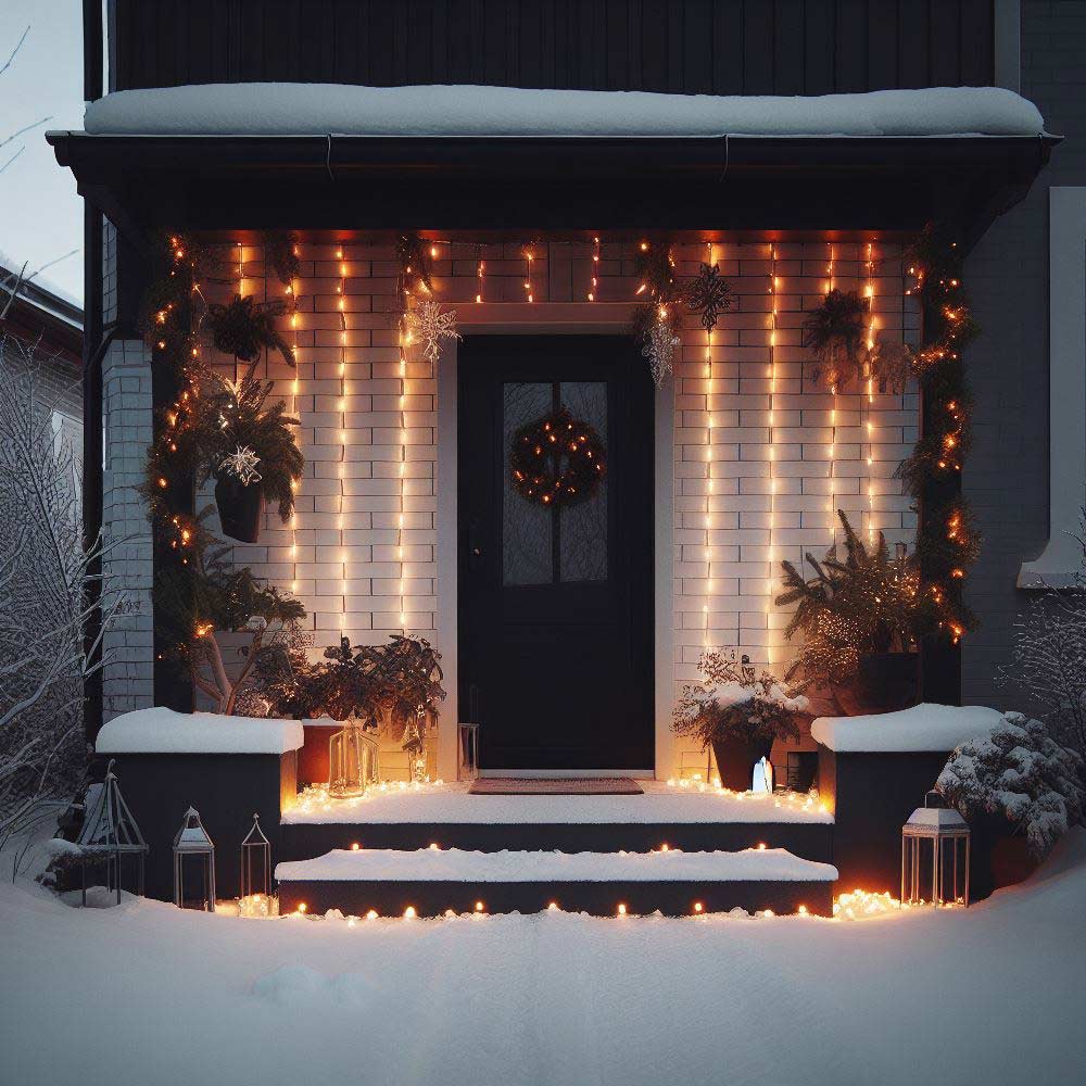 Christmas Lights Front Porch Decor