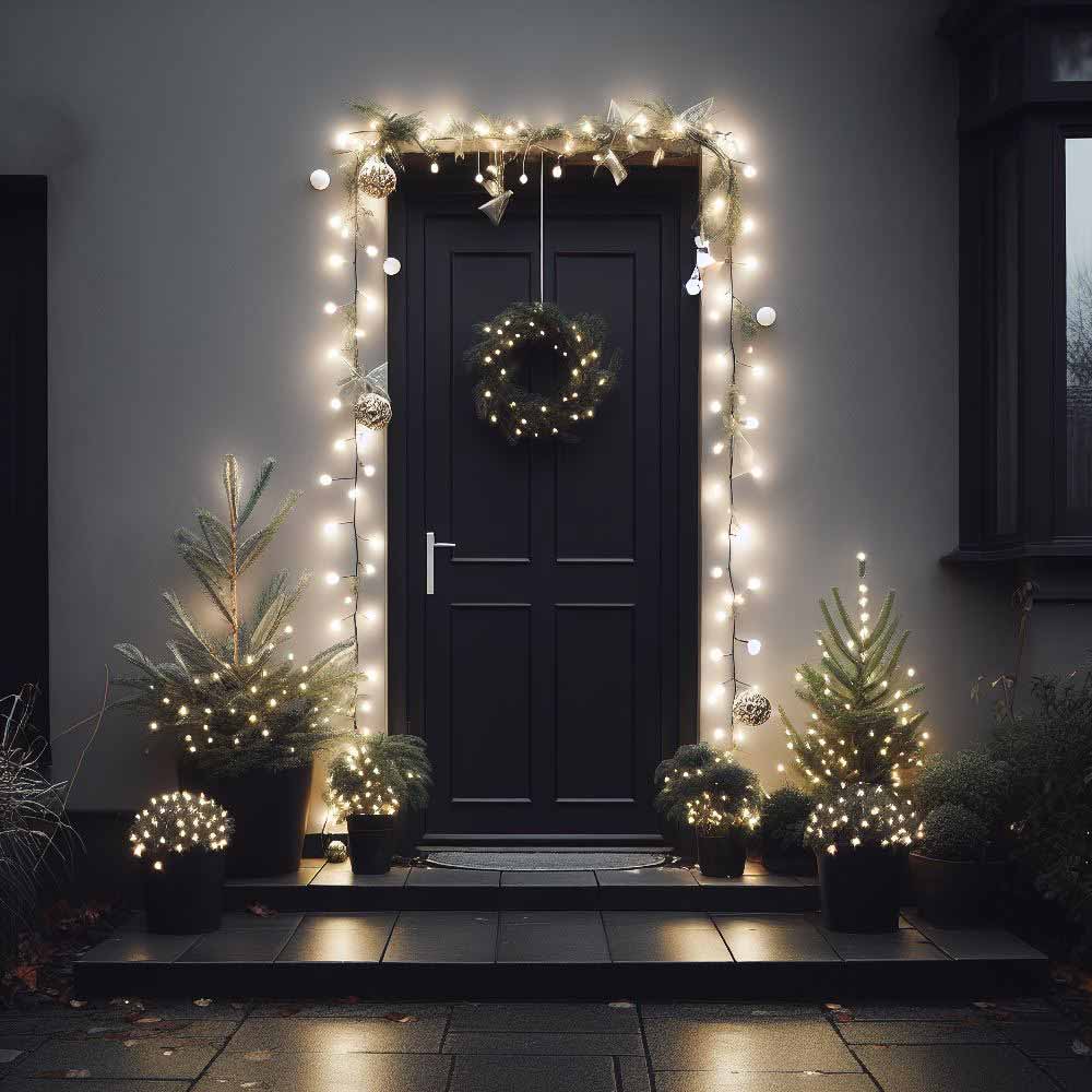 Front Porch with Christmas Wreath
