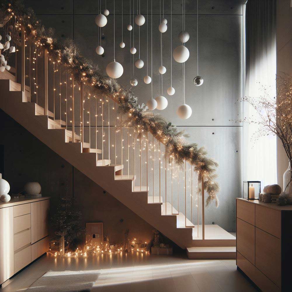 Stairs Decoration for Christmas Theme