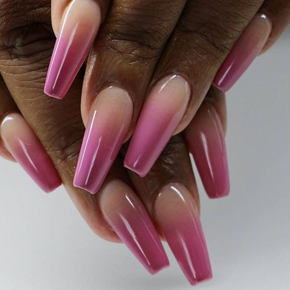 Pink Ombre Coffin Nail Designs