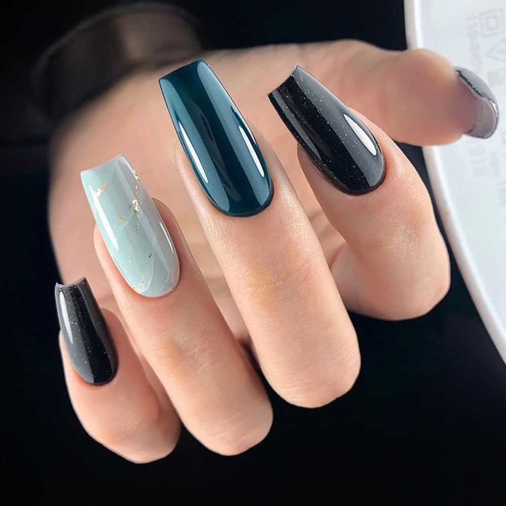 Marble Coffin Nail Designs for Winter