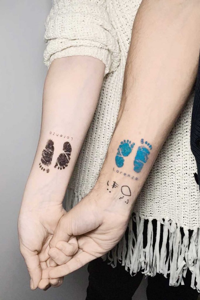 Child Feet Prints Couple Tattoo