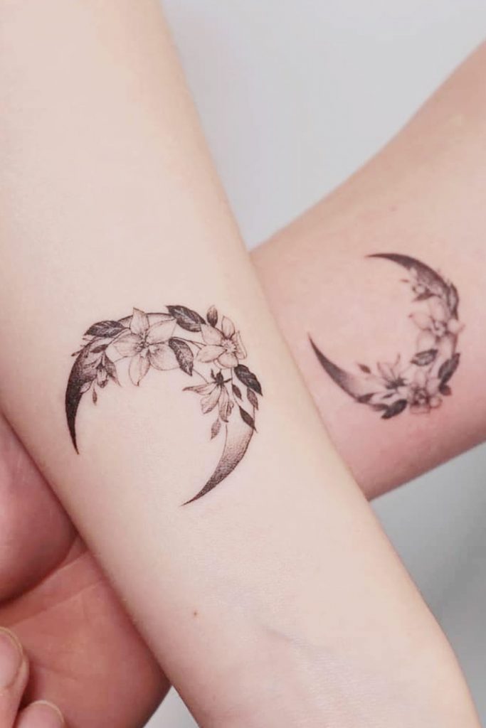 Floral Moon Tattoos
