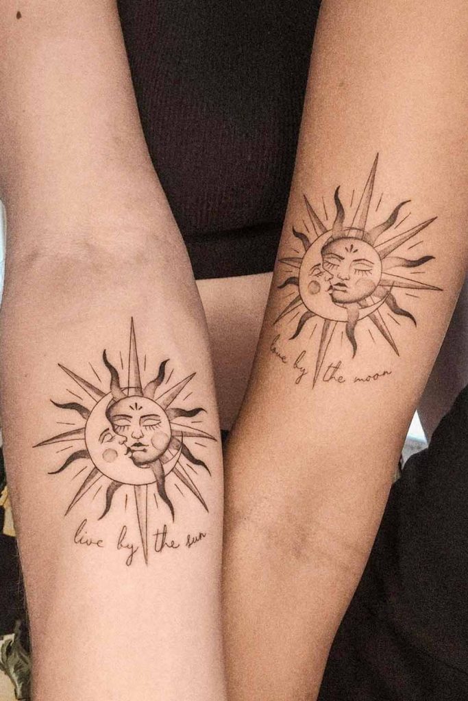 Sun and Moon Couple Tattoo Design