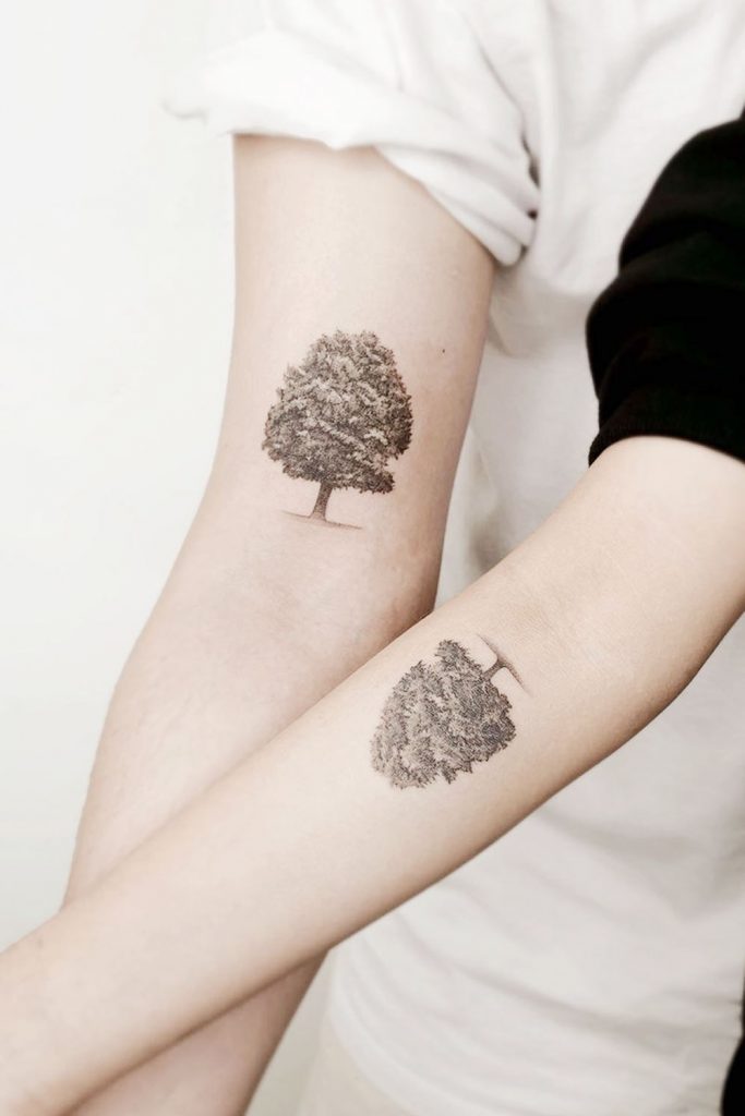 Couple Tattoos with Trees