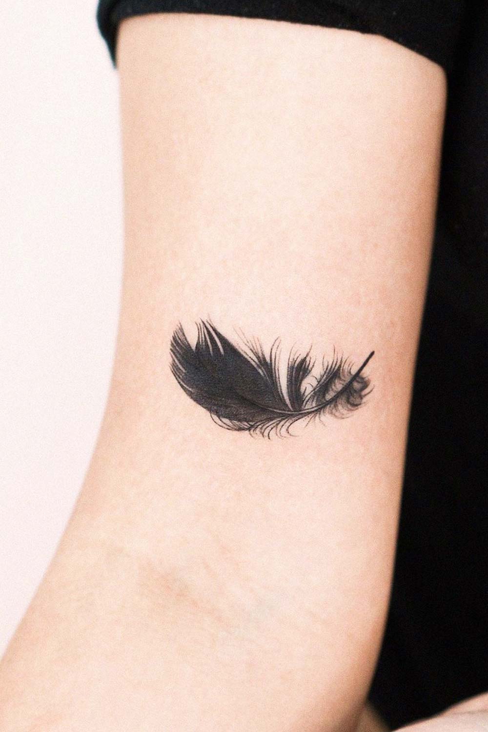 Fineline Tattoo Feather | Temporary Tattoos - minink