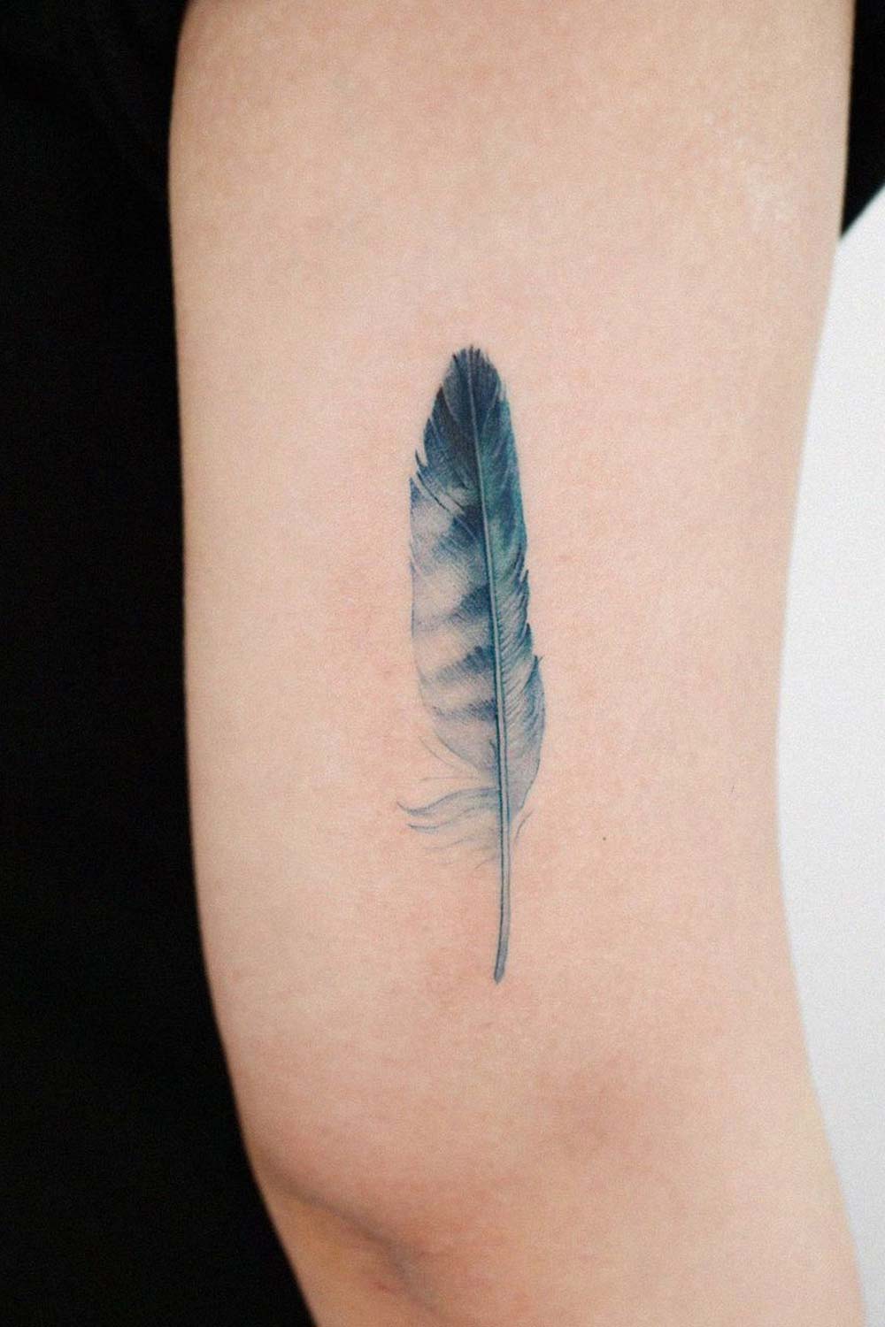Minimalis Feather Tattoo Design for Arm