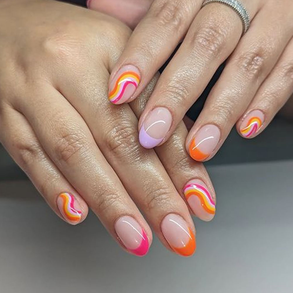 Colorful French for Short Nails