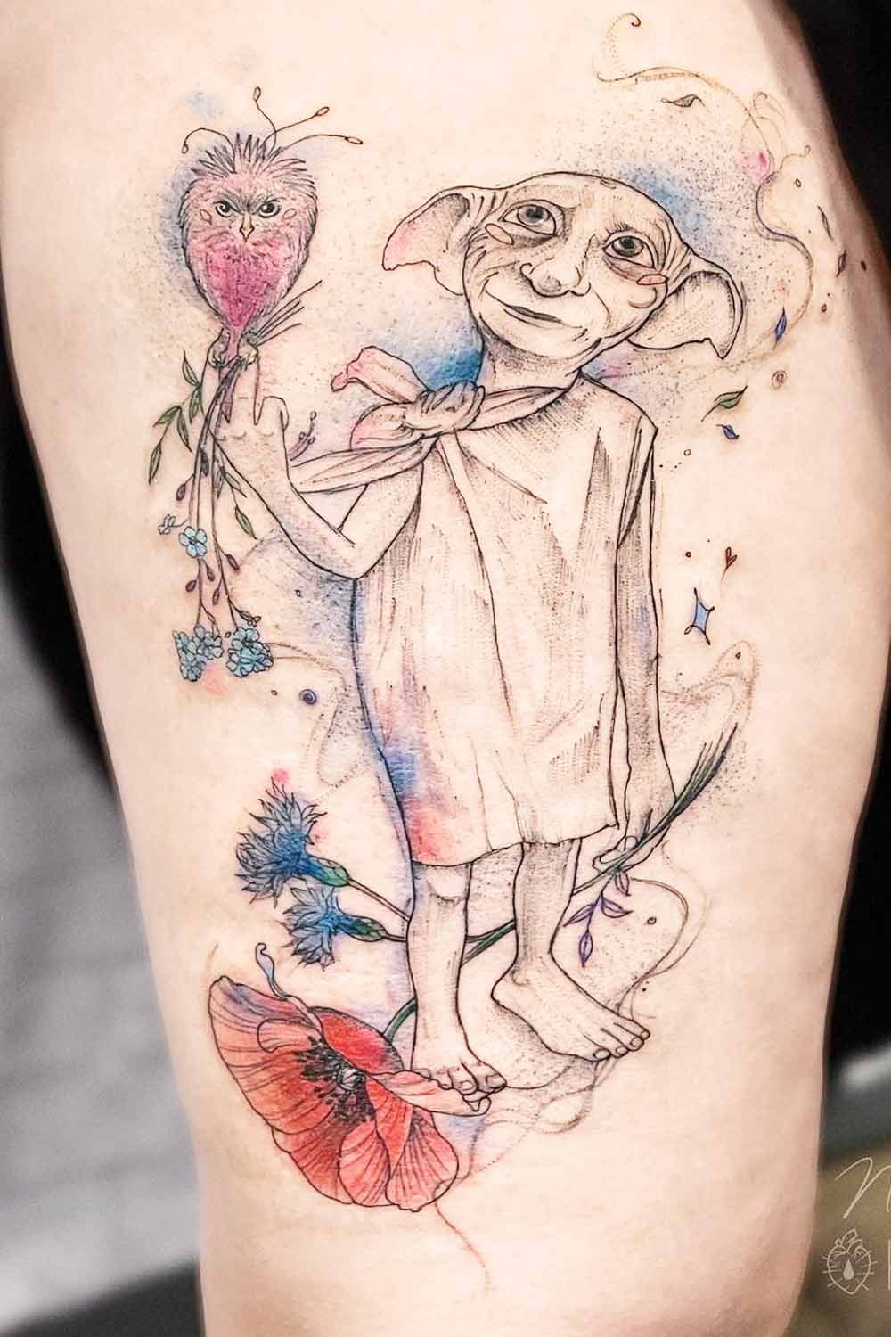 Dobby The Elf Sketch Tattoo