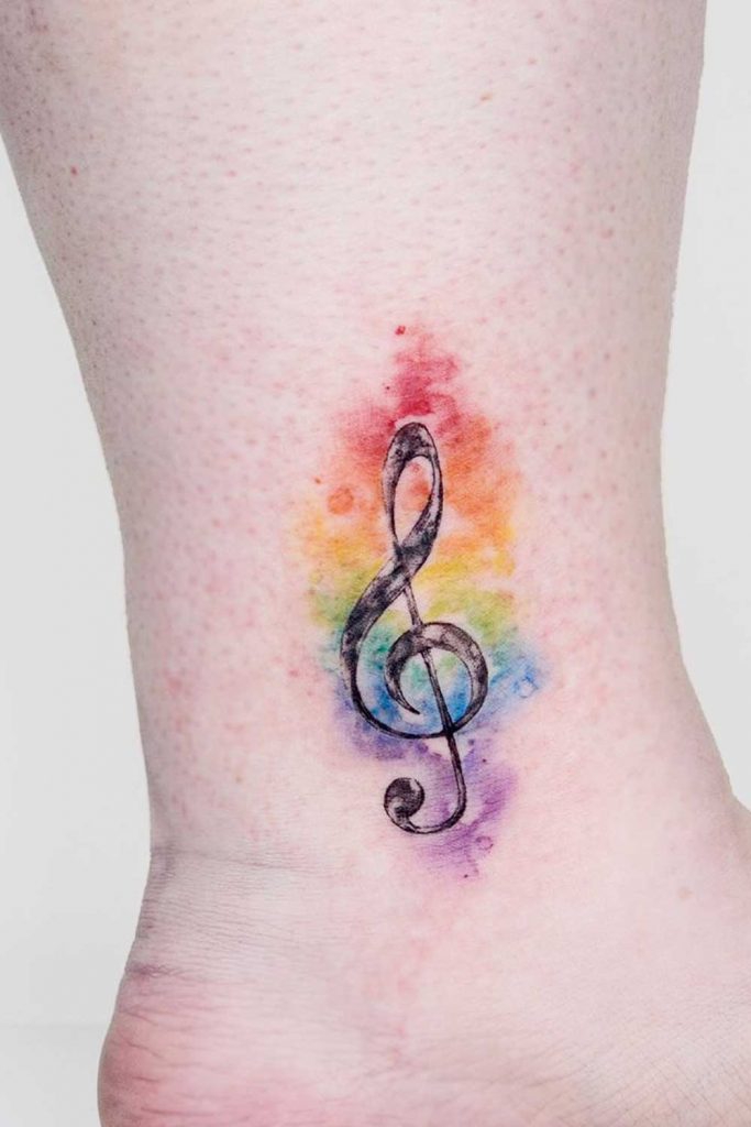 A Musical Key Leg Tattoo