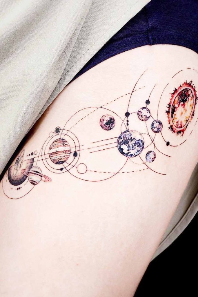 Watercolor Planets Tattoo
