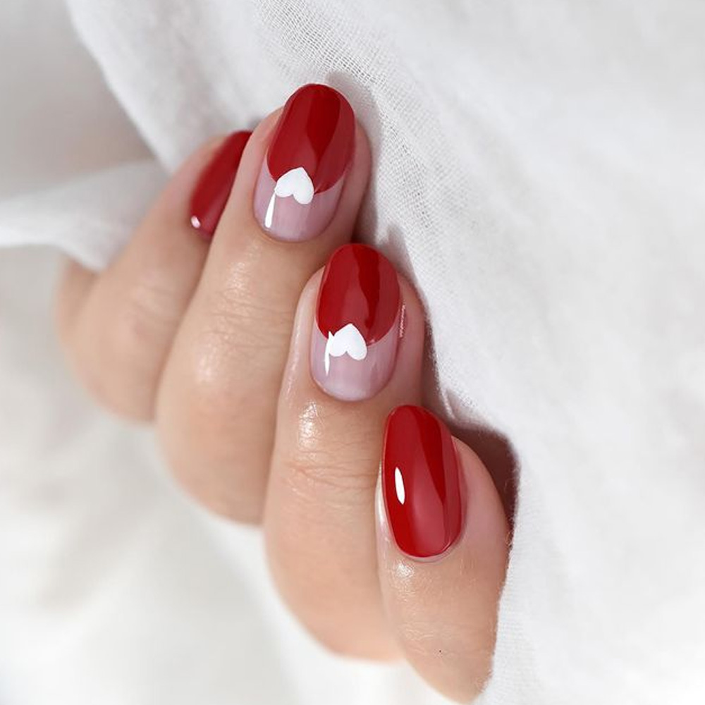 Red and White Valentines Nails