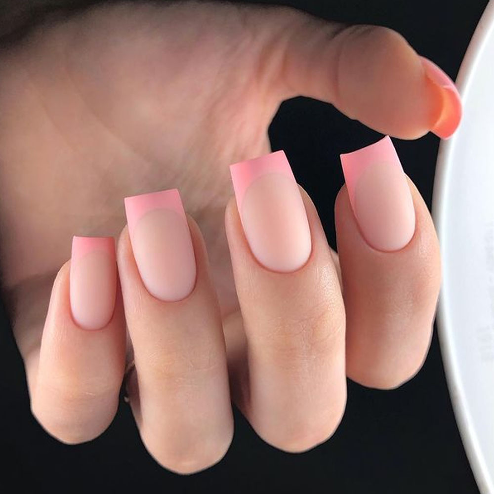 Nature Pink French Valentines Nails