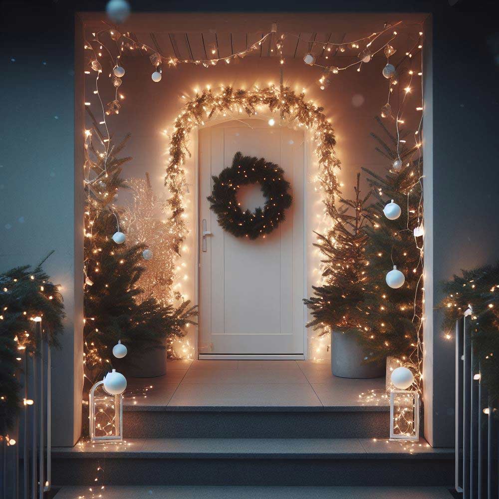 Garlands Decoration Idea for Christmas Front Porch