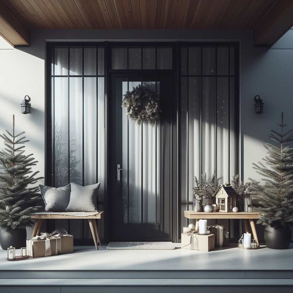 Monochromatic Christmas Decor for Front Porch