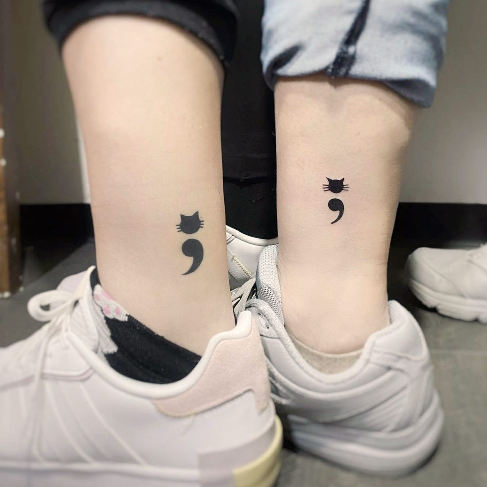 Matching Semicolon Tattoos with Cats