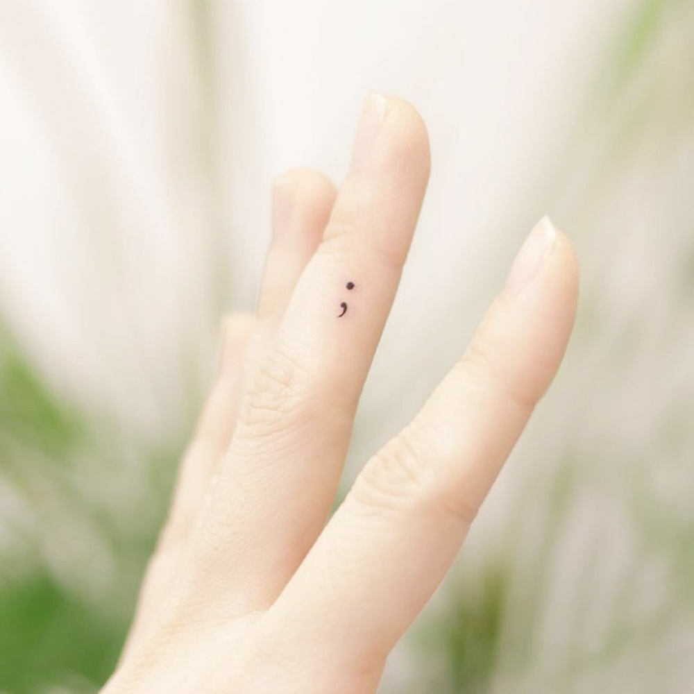 Finger Semicolon Tattoo