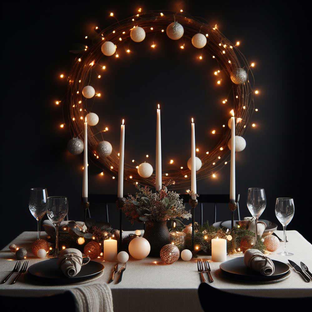 Centerpiece for Christmas Table with Candles