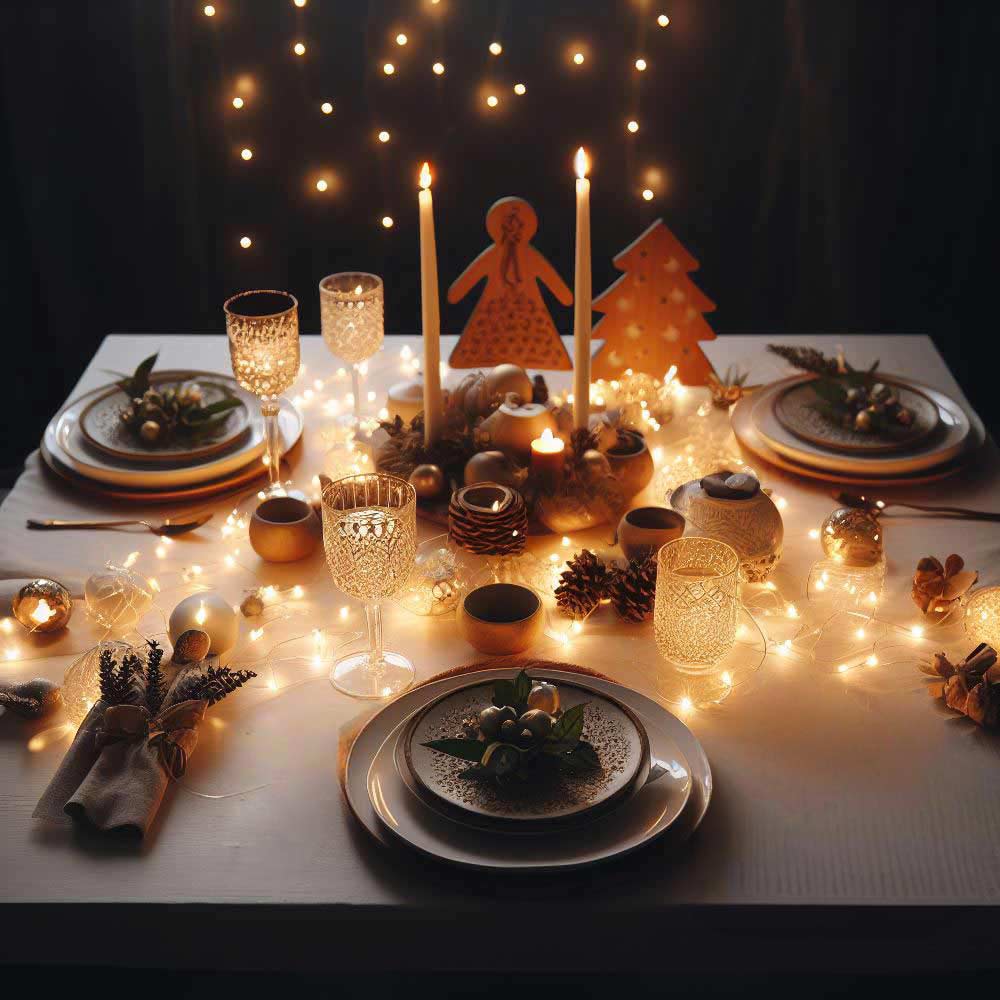 Lights Centerpiece with Rustic Elements