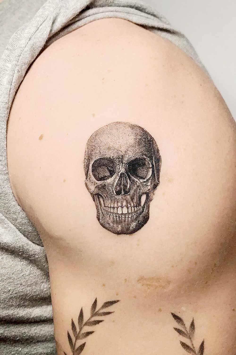 Dotwork Skull Tattoo by @ivanruotolo.ink