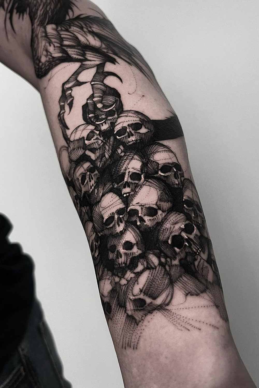 Black and Wite Skulls Tattoo Design