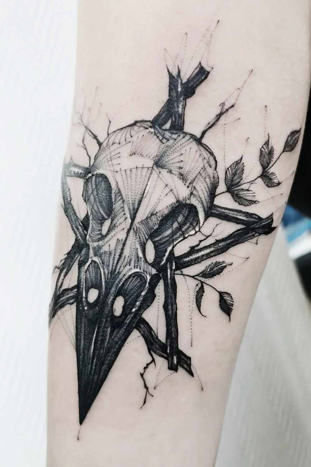Raven Skull Tattoo Design