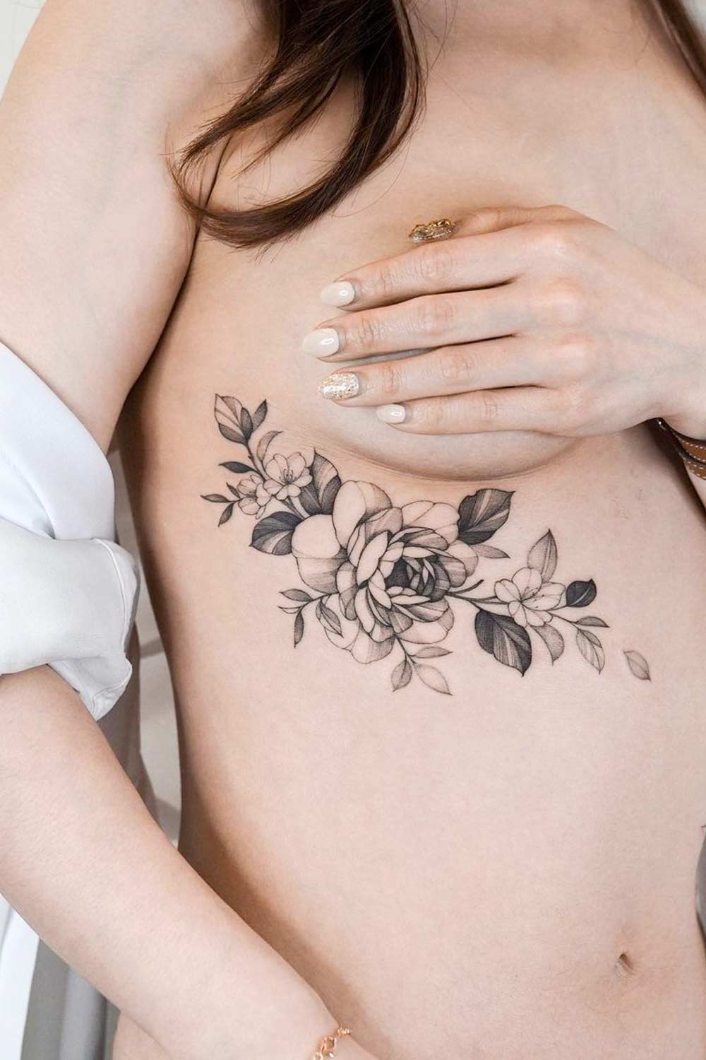 Rose Underbreasts Tattoo