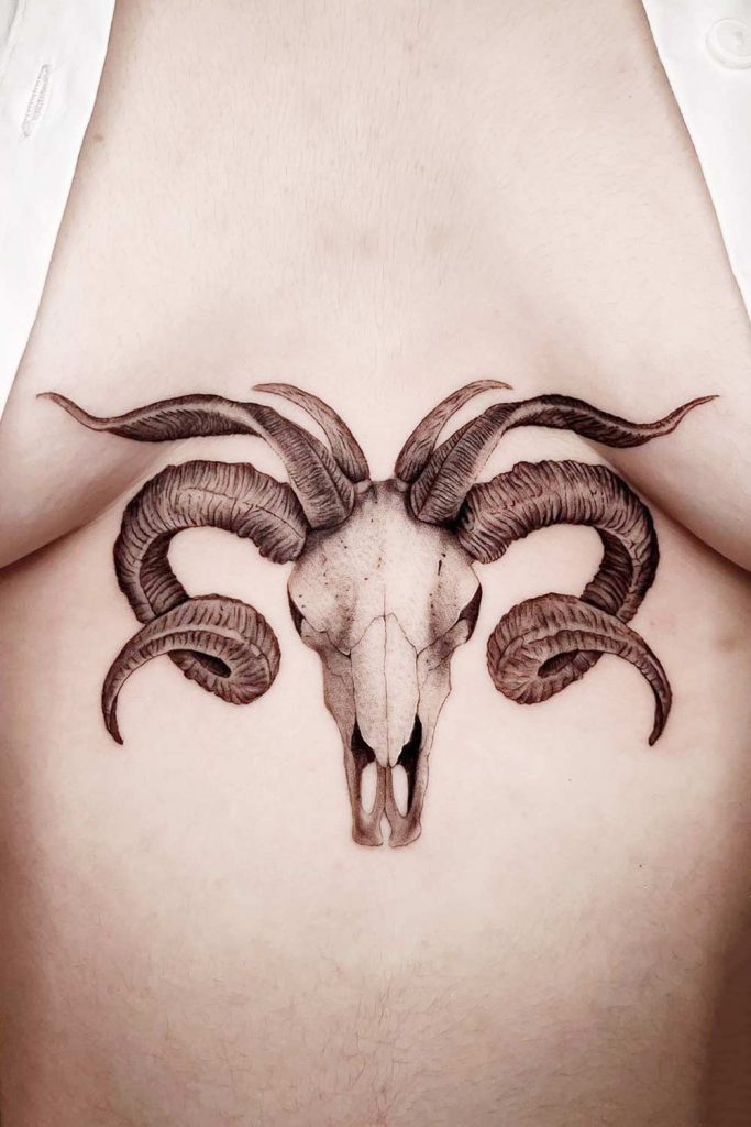 Ram Skull Tattoo Design
